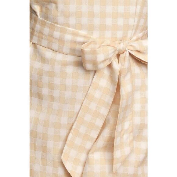 Lulus Love Me Sweeter Peach Gingham Puff Sleeve Midi Dress M NWOT - Picture 4 of 10